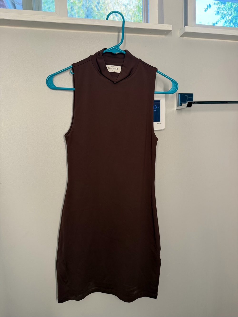 Aritzia Babaton Sleeveless Mock Neck Dress in Dark Brown